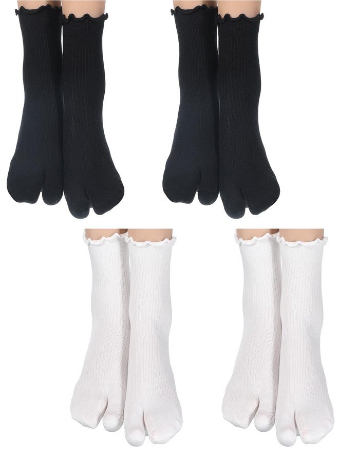 Zyghjort Tabi Socks, 4 Pairs Cotton Split Toe Socks Elastic Flip Flop Sock for Women Men Unisex - Image 1